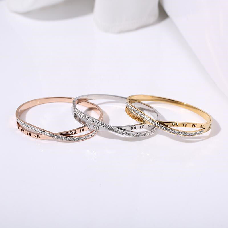 Vòng Tay Chữ Số La Mã Sang Trọng Mới Dành Cho Nữ, Vòng Tay Nữ Thanh Lịch Trang Sức Thép Titan, Đảng Quà Tặng