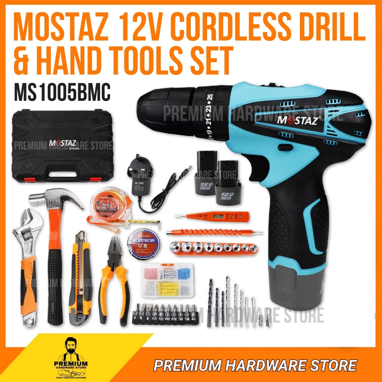 Mostaz 12v Cordless Drill Kit 