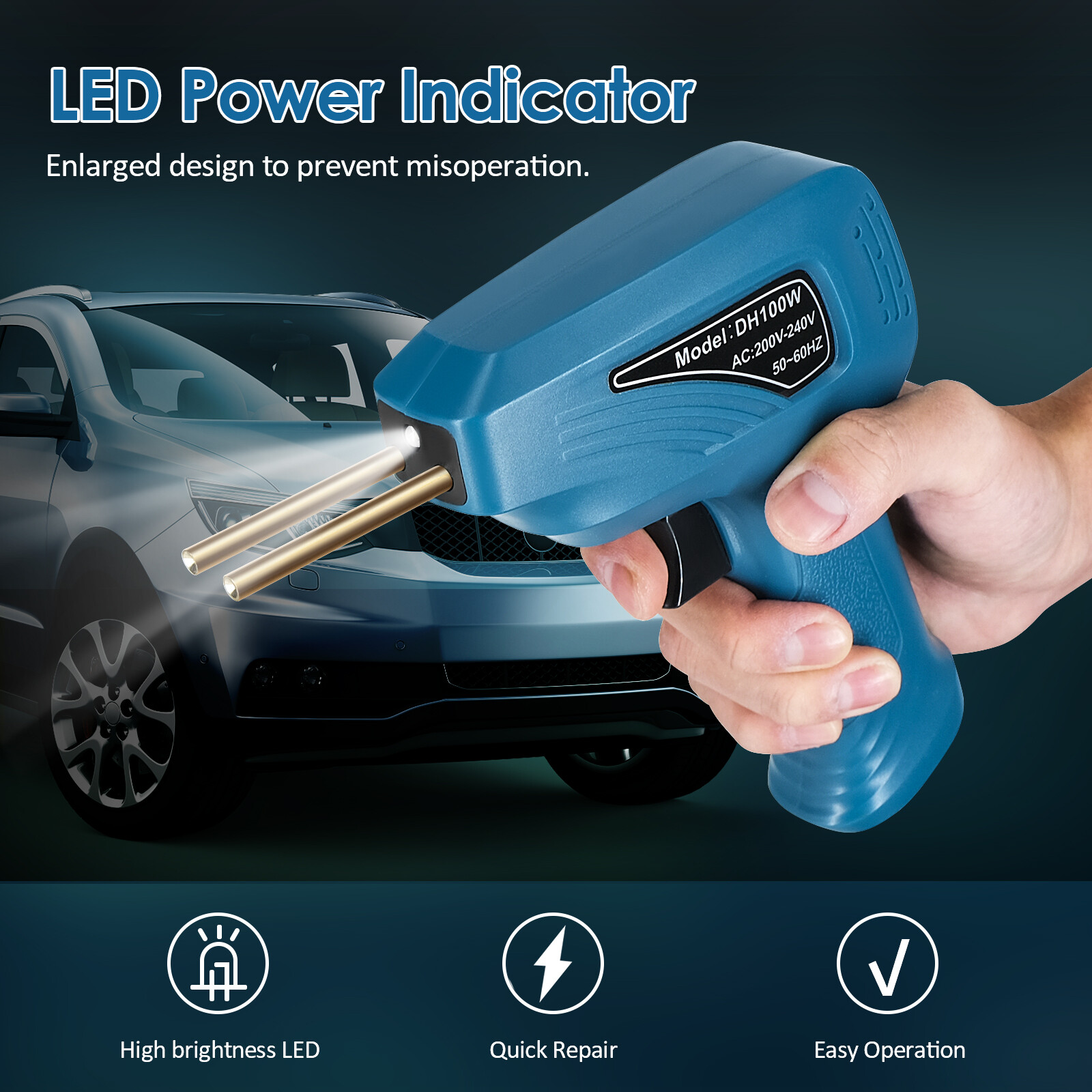 Portable Handheld Plastics Welding Machine Panel Crack Repairs Kit Thermal Cutting Hot Stapler Plastics Repairing Tool Set with LED Light