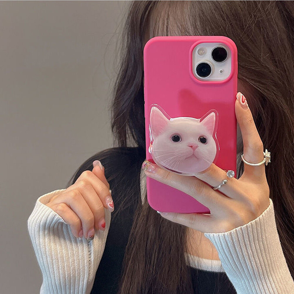 Sanhe INS Korean Trend Universal Pink Cat Cartoon Mobile Phone Holder Rotatable Folding Desktop Lazy Phone Air-bag Holder