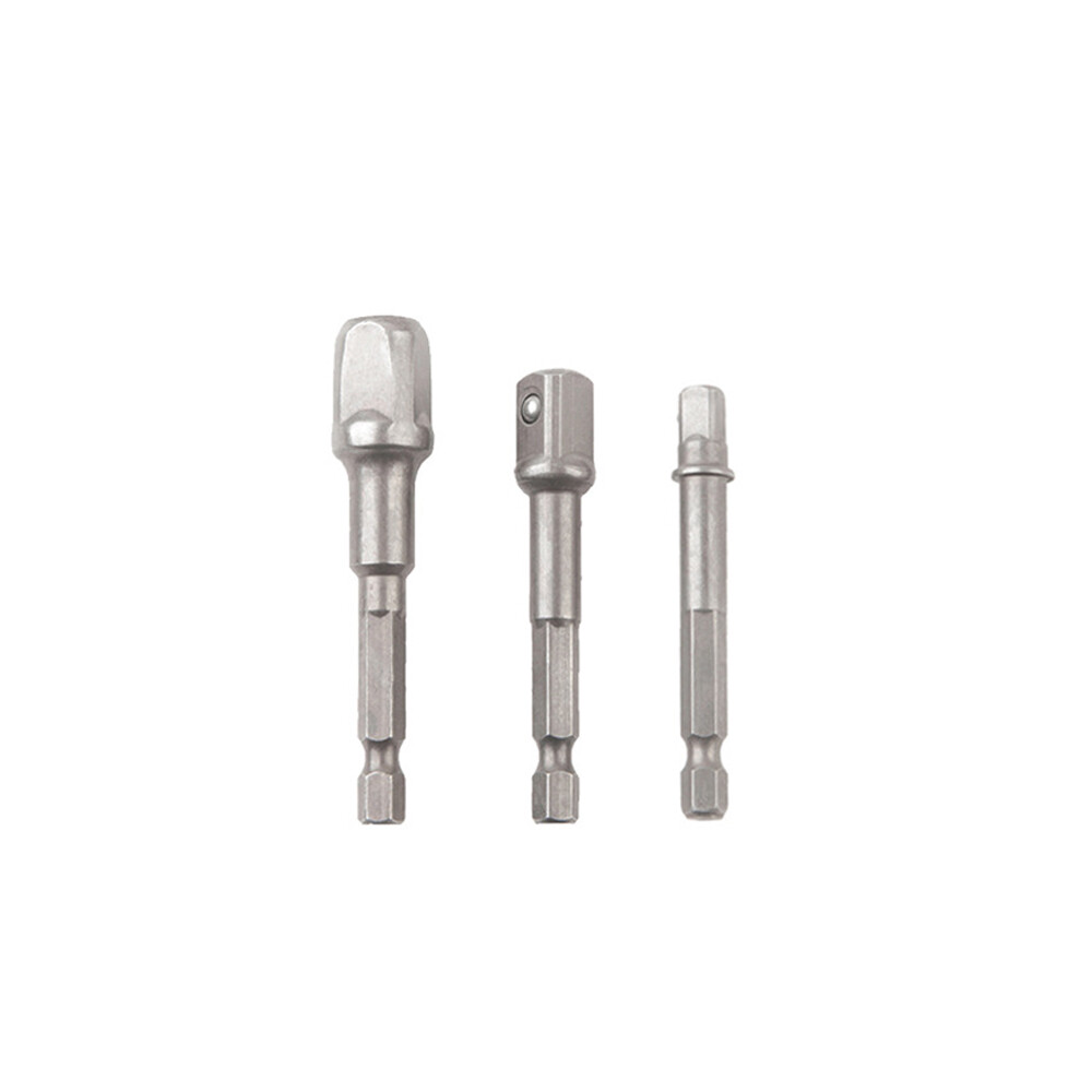 3PC 1/4" 3/8" 1/2" Hex Power Drill Bit Driver Socket Bits Set Adapter Wrench Sleeve Extension Bar for Electric Screwdriver Bits