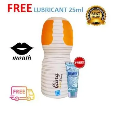 Male Sex Masturbator Qing Cup Blue/White or Green/White Real Girl Vagina (Free Lubricant)