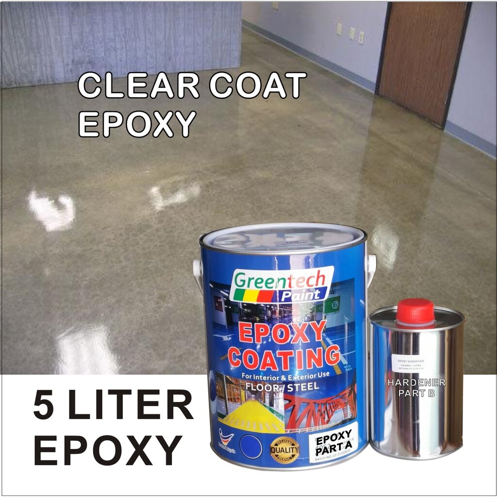 CLEAR EPOXY ( 5L GREENTECH EPOXY PAINT ) Cat Lantai ( 4Liter Paint