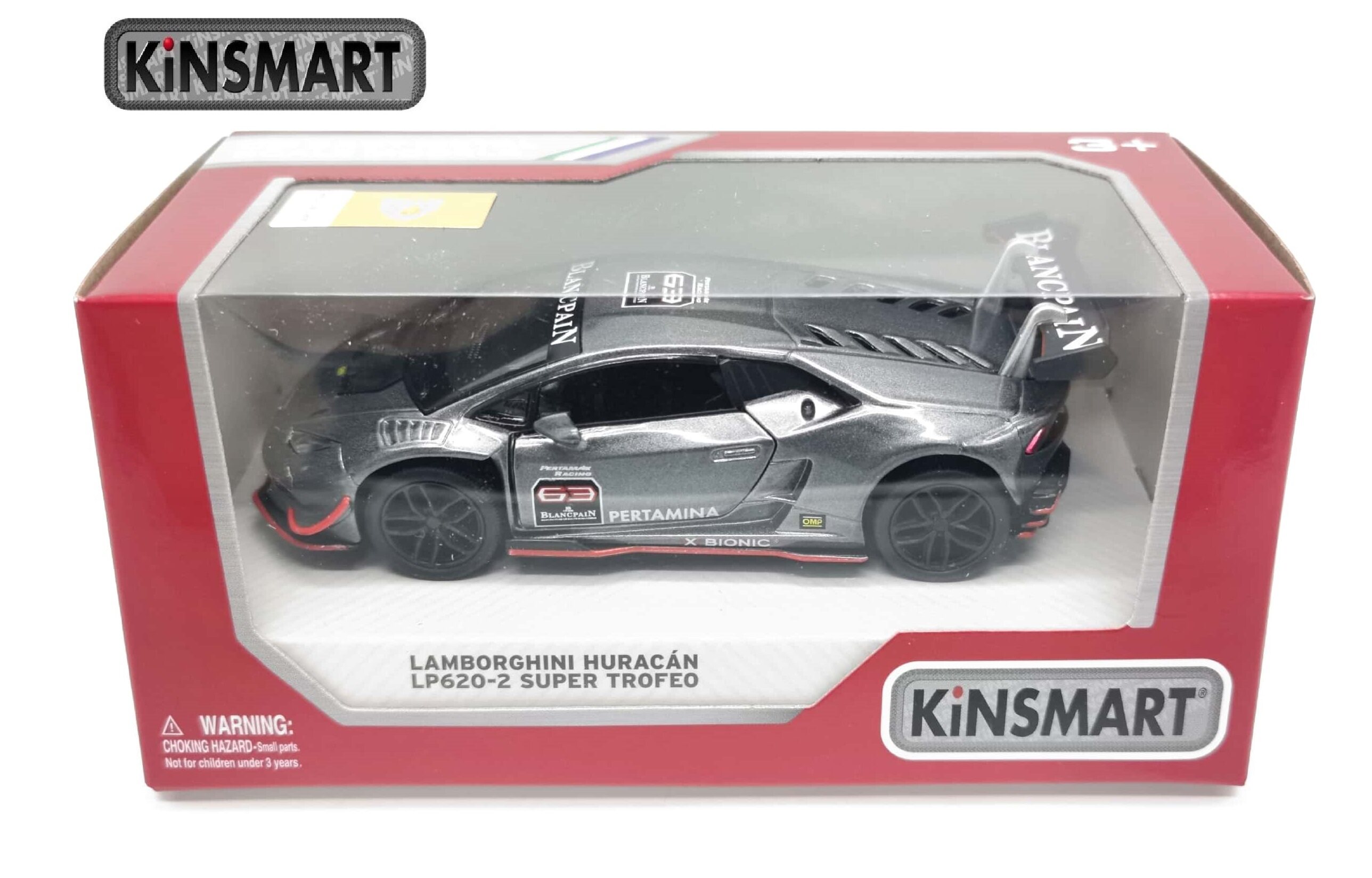 Kinsmart 1:36 Scale Model Lamborghini Huracan LP620-2 Gray BBKT5389DGY 