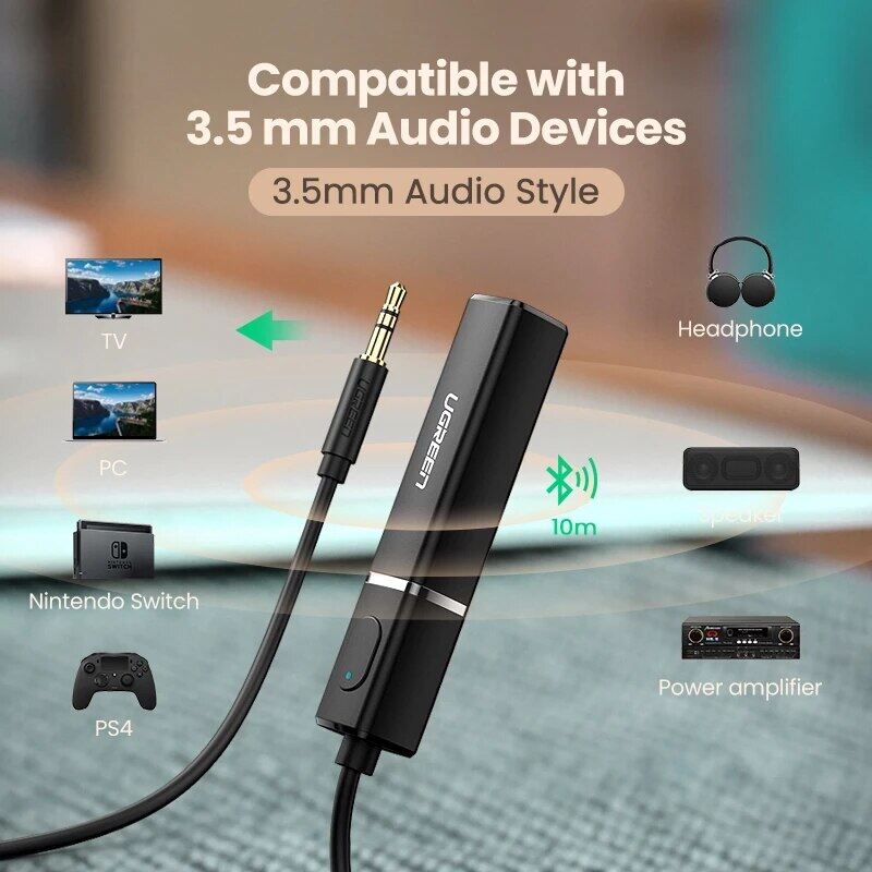 Ugreen Bluetooth 5.0 Transmitter Aptx LL Digital Toslink Optical Adapter 3.5Mm Stereo Audio Transmitter For TV Headphone PC PS4