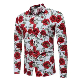 white floral mens dress shirt