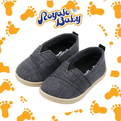 Royale Baby ( 12.5-15.5cm ) canvas shoes baby shoes boy toddler shoes Injection / kasut baby boy ( Black & Brown boys shoes | baby shoes boy 1 year | slip on shoes ) 032-854