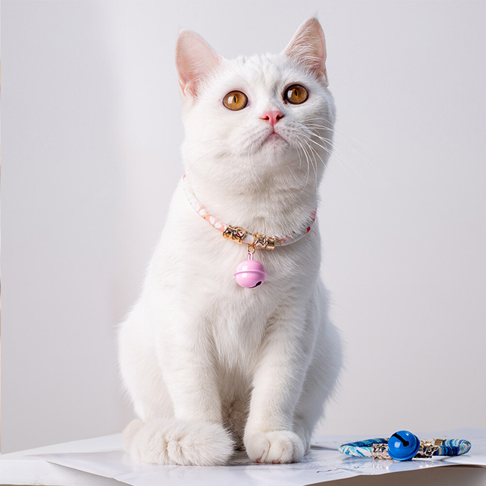 LM 1 PC Adjustable Japanese Pet Collar Retro-Style Cat Neck Ring Pet Cat Dog Accessories With Bell