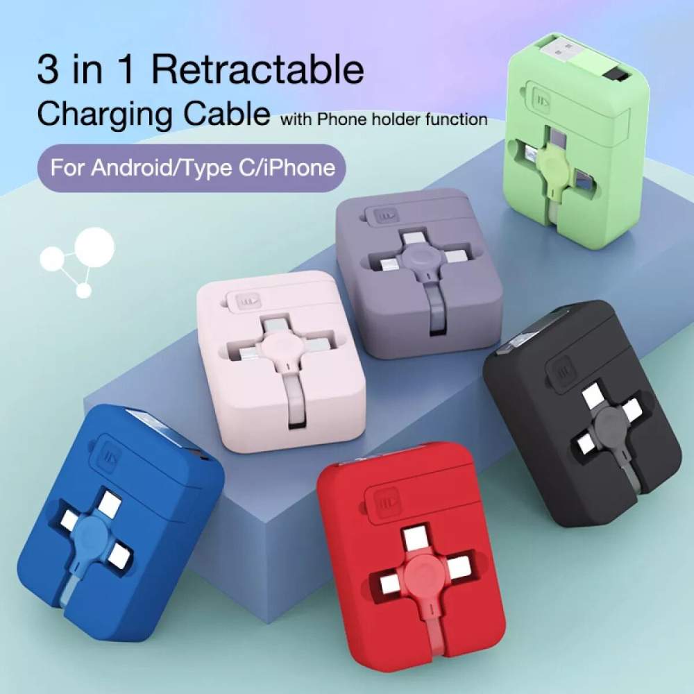 Cáp sạc nhanh usb có thể thu vào 4 trong 1 cáp usb lightning micro type-c cho android cáp điện thoại di động usb type c