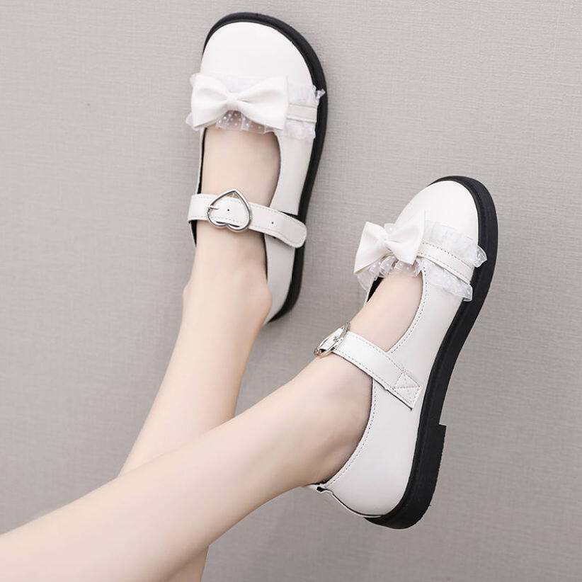 GG Thời Trang Famliy Nhật Bản Nhỏ Giày Da Nữ Mùa Hè Hàn Quốc Bằng Giản Đại Học Phong Cách Retro Sinh Viên Đầu To Mary Jane giày giá rẻ