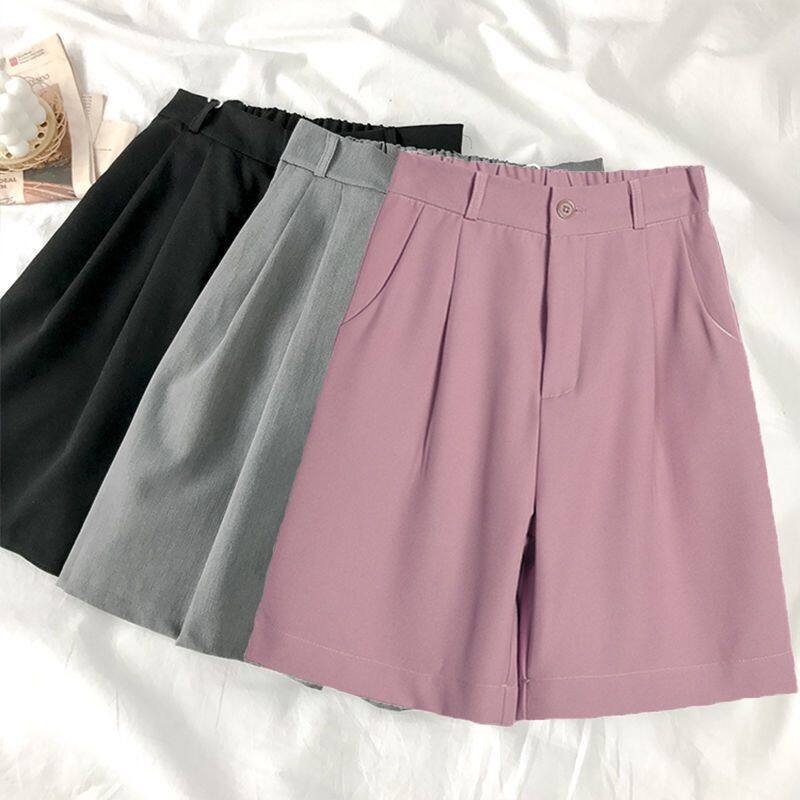 Plus size S-4XL Suit shorts for women korea style chiffon high waist loose slim casual pants