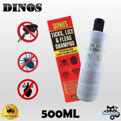 Dinos Ticks, Lice & Fleas Shampoo For Dog & Cat Pet Grooming 500ml ( MeowSeven Pets Store )