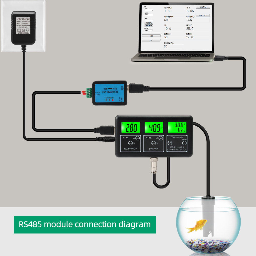 Yieryi 7 in 1 Water Quality tester PH/EC/ORP/TDS/CF/RH/TEMP meter Digital Multi-parameter Aquarium Water Tester for hydroponics