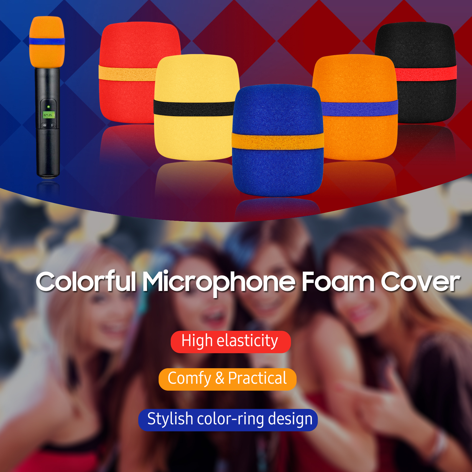 5 Gói Bọc Micro Xốp Dày Bọc Micro Cầm Tay Kính Chắn Gió Micro Nhiều Màu Cho Karaoke DJ Biểu Diễn Sân Khấu