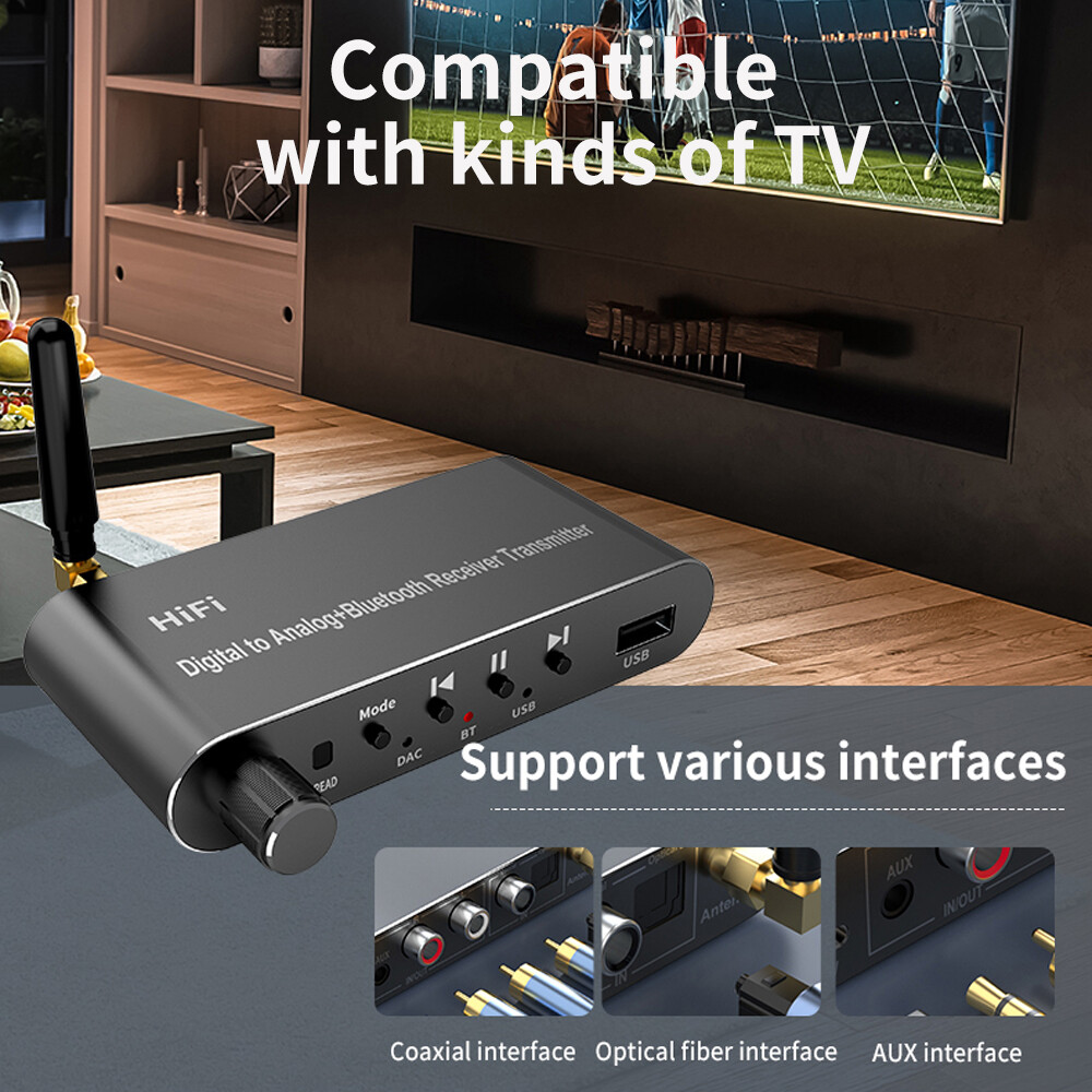 Bộ Thu Phát 5.1 Tương Thích Bluetooth Điều Khiển Từ Xa Đầu Chuyển Âm Thanh U Disk Play Coxial/Optical Đến 3.5MM Aux RL Bộ Chuyển Đổi DAC