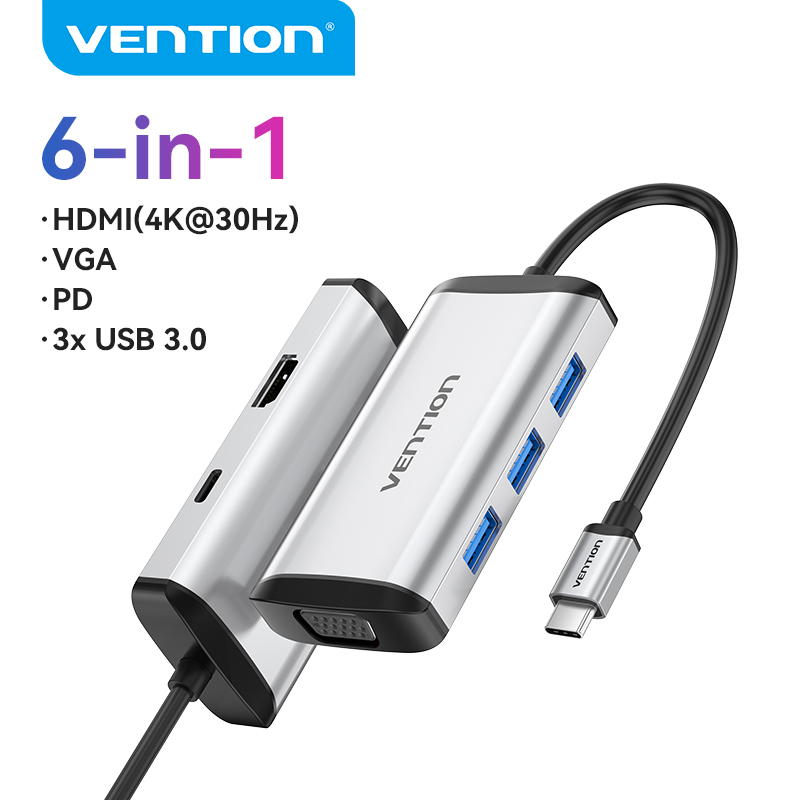 Vention USB 3.0 Loại C HUB để HDMI VGA USB C Multiport cổng trạm nối cho MacBook Pro Huawei Mate Samsung HP Lenovo USB C Adapter