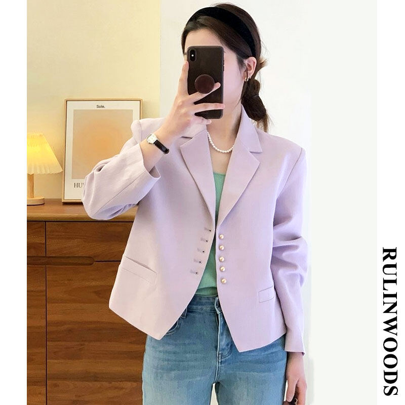 RULINWOODS Áo blazer nữ thời trang Hàn Quốc Blazer
