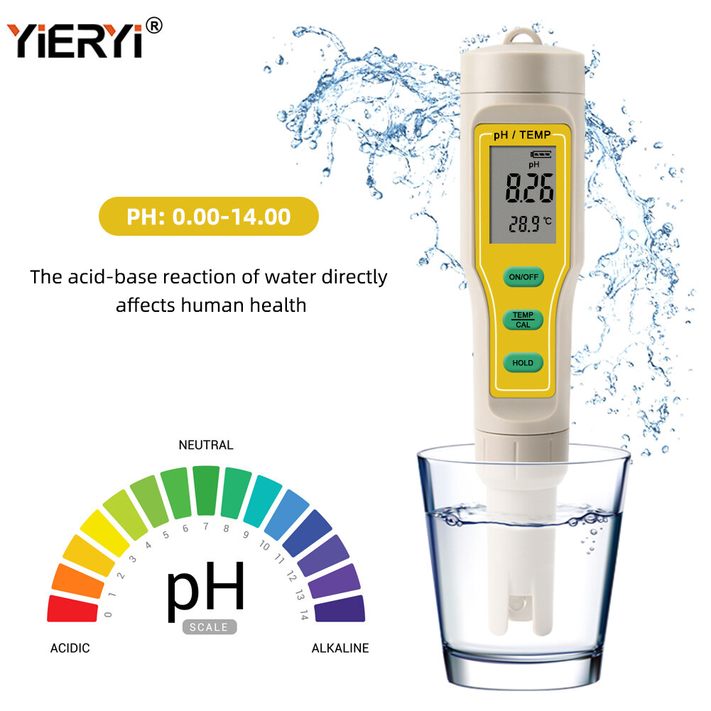 Yieryi Digital PH Meter pH Tester for Water High Accuracy Temp meter Water Quality Tester for Hydroponics, Household Drinking, Pool, Aquarium