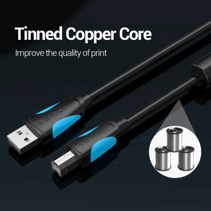 Vention Cáp In USB 2.0 Cáp USB Máy Quét Dữ Liệu Đồng Bộ USB 2.0 Loại A Đực Sang B Đực 1M 2M Cho Máy In HP Canon Epson