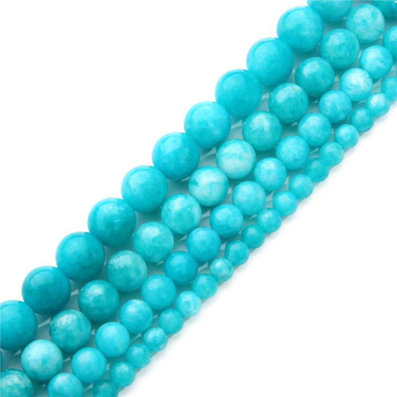 6/8/10/12mm Natural Stone Blue Jade Jasper Beads Loose Round Beads For Jewelry Making DIY Bracelet Necklace Earring Accessories About 15''/Strand (38cm）