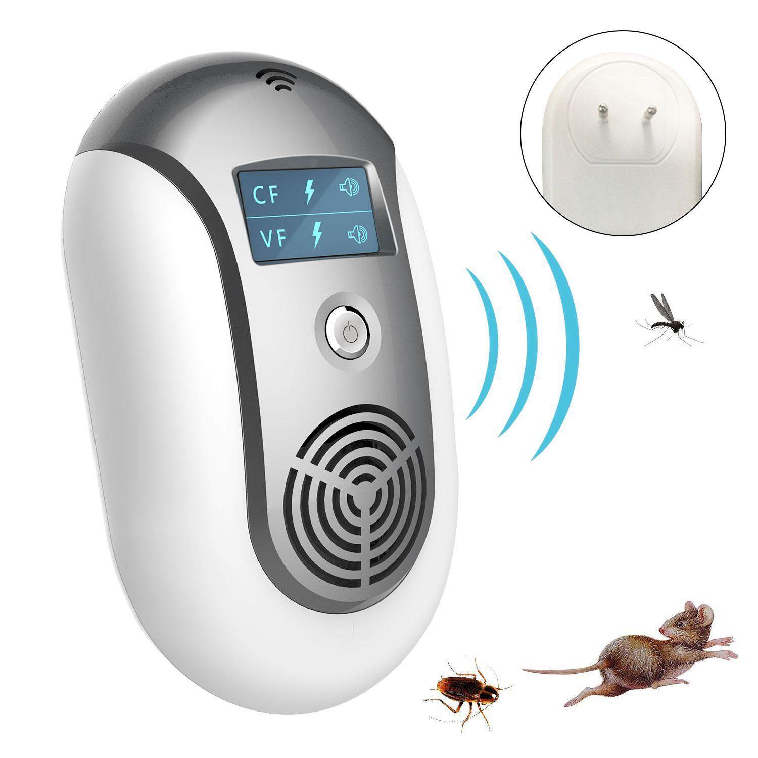 Strflowers Ultrasonic Elektromagnetik Pembasmi Hama Kontrol Elektronik Smart Penangkal Nyamuk Pasang Di Rumah Dalam Ruangan dan Gudang Menyingkirkan Bug, tikus Tupai Kutu, Kecoak, Tikus, Serangga