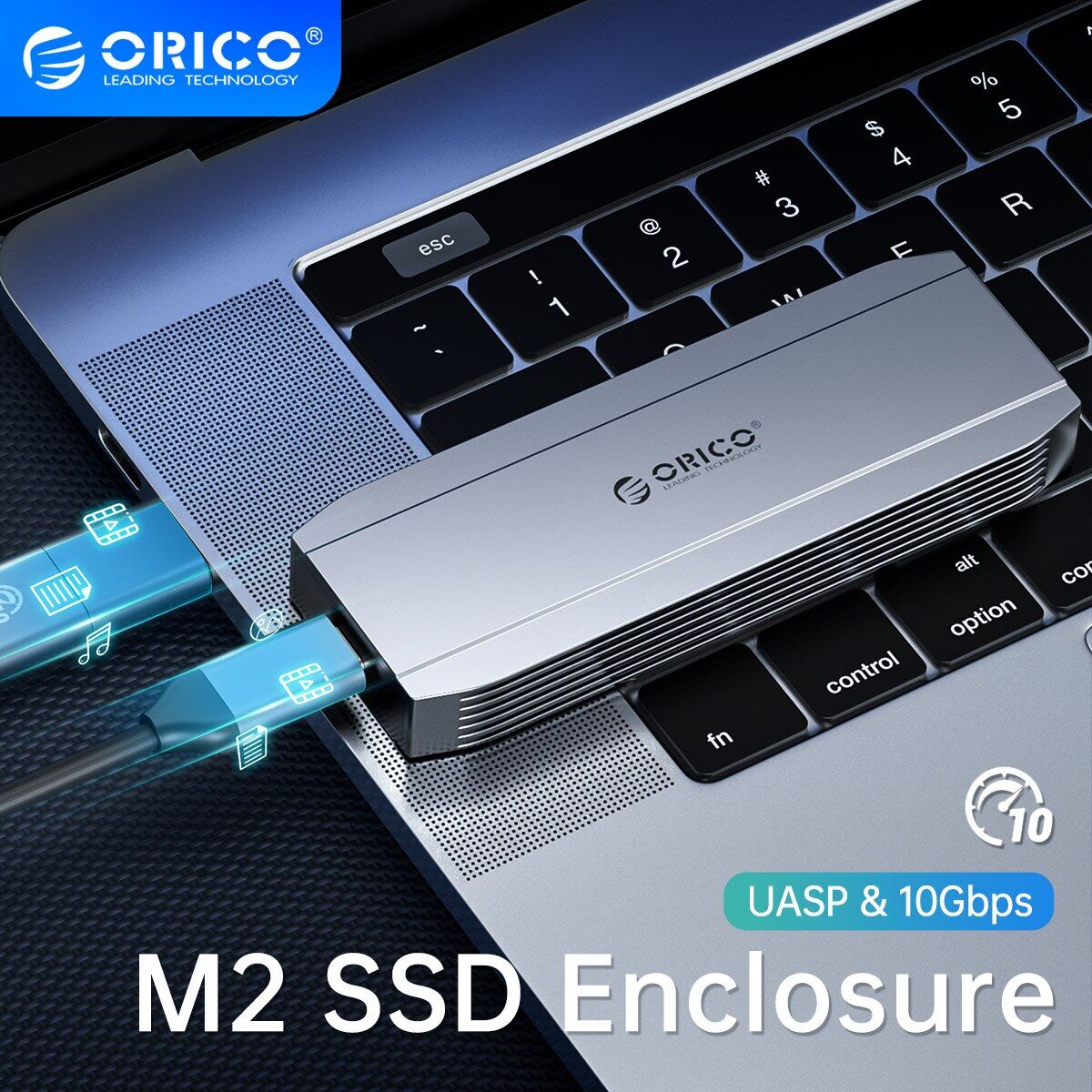 Orico tool free m2 sata ssd enclosure aluminum sata 6gbps nvme 10gbps pcie type c m.2 ssd enclosure m key solid state drive case