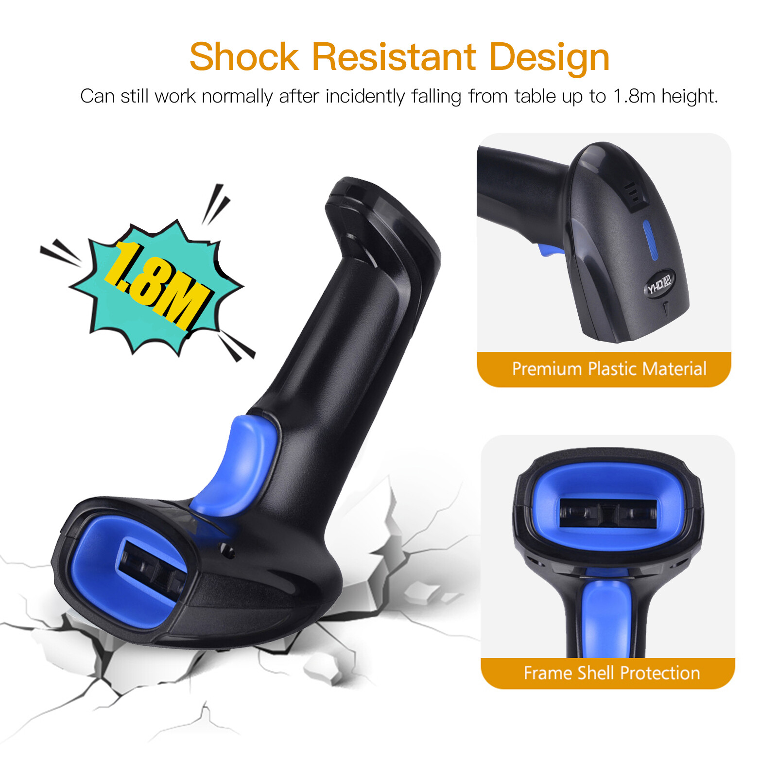 KKMOON Máy Quét Mã Vạch Không Dây 2 Trong 1 2.4G & Máy Quét Mã Vạch Có Dây USB Máy Đọc Mã Vạch 1D Cầm Tay Tự Động Với Pin Sạc Bộ Thu USB Mini Cáp USB Cho Máy Tính Máy Tính Xách Tay