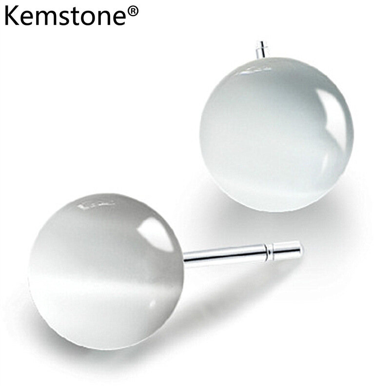 Kemstone Simple Opal Stone Silver Plated Stud Earrings for Women Jewelry Gift
