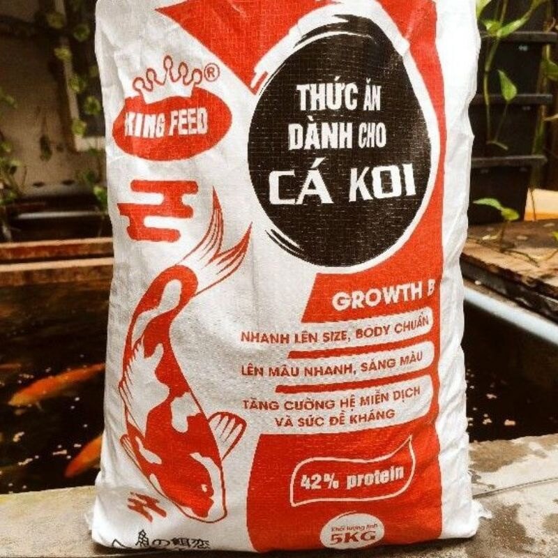 Cám cá koi Kingfeed 42% đạm, thức ăn tăng màu cho cá koi.