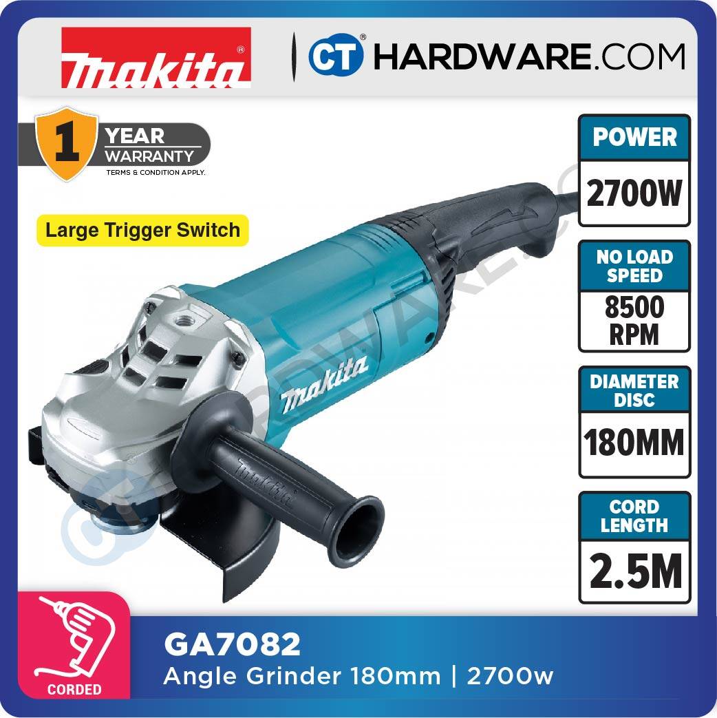 MAKITA GA7082 ANGLE GRINDER 180MM 2700W Lazada