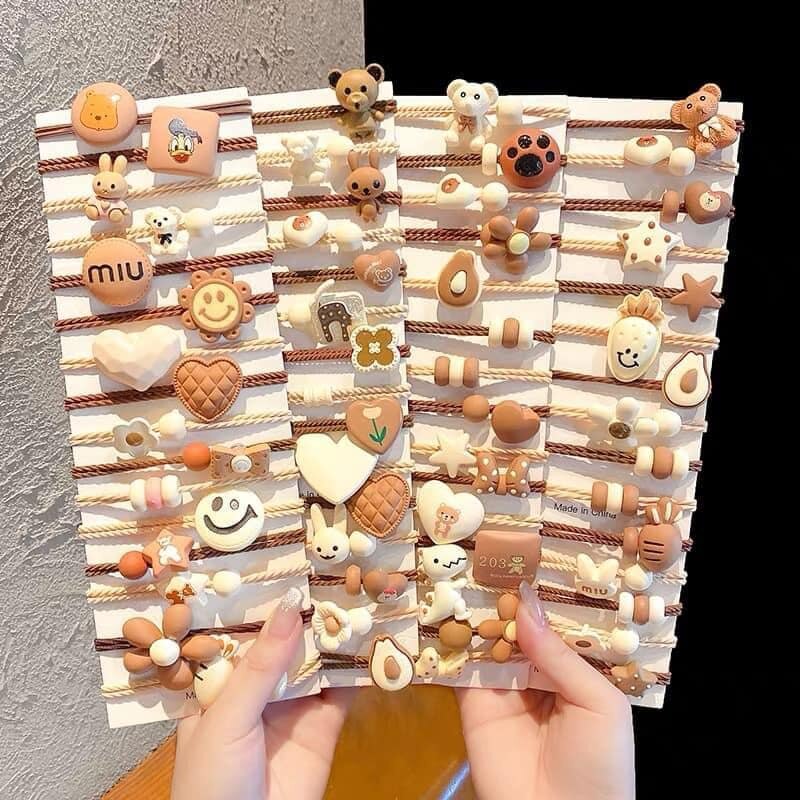Set 15 dây buộc tóc gấu nâu