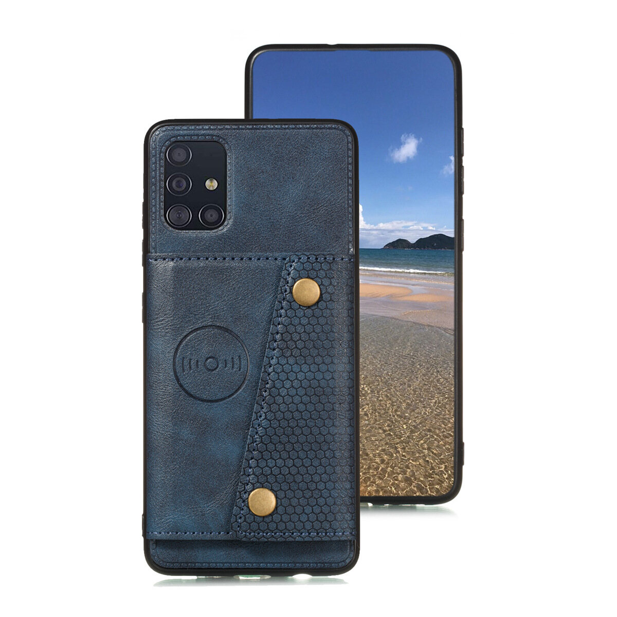 Cho Samsung A51 A71 da trường hợp nhiều Folio lật Bìa Wallet trở lại trường hợp vỏ, có thể làm việc với gắn trên xe hơi, ẩn thẻ tín dụng ID khe giữ, retro nút kim loại clasp, đứng hỗ trợ