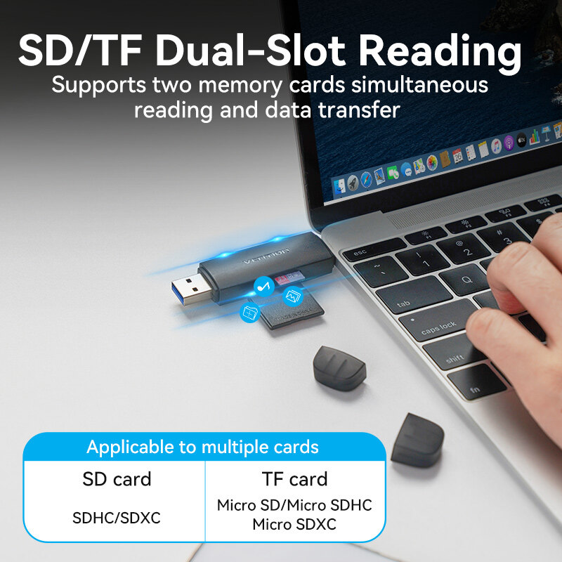 Vention USB 3.0 2 Trong 1 Đầu Đọc Thẻ Nhớ USB A Type C to SD TF Micro SD Bộ Chuyển Đổi cho Laptop OTG Smart Phone Tablet Desktop All in One Memory SD Card Reader