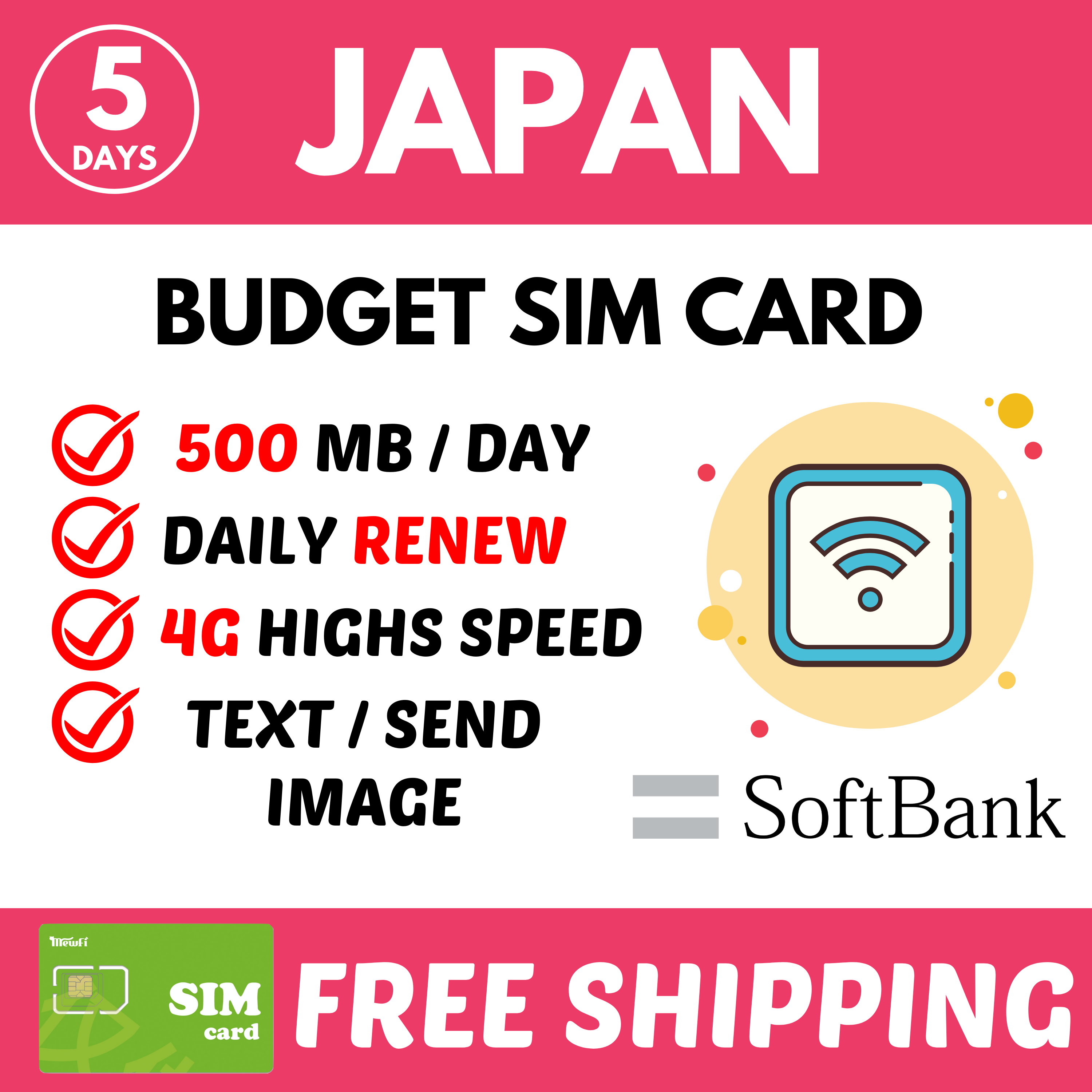 Japan Sim Card 5 Days Unlimited Data 500mb Day Softbank Prepaid Travel Sim Card Lazada