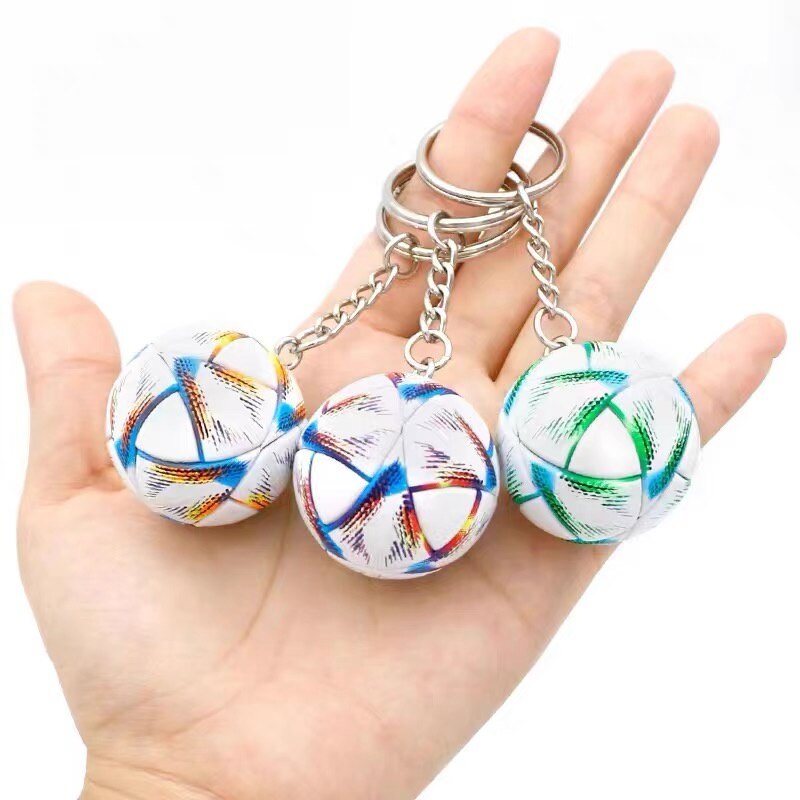2022 World Cup Qatar Football Keychain Souvenirs Small Gift Pendants 3D Sports Football Souvenirs PU Leather Keyring