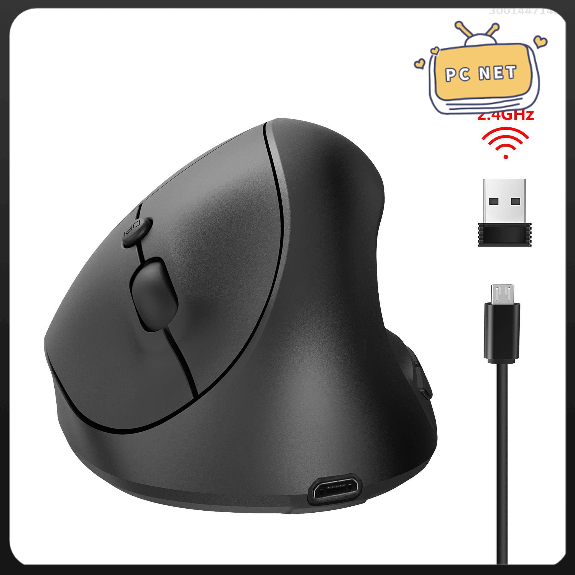 Hxsj x10 2.4g wireless vertical mouse ergonomic mice 3-gear adjustable dpi built-in 600mah rechargeable li-battery