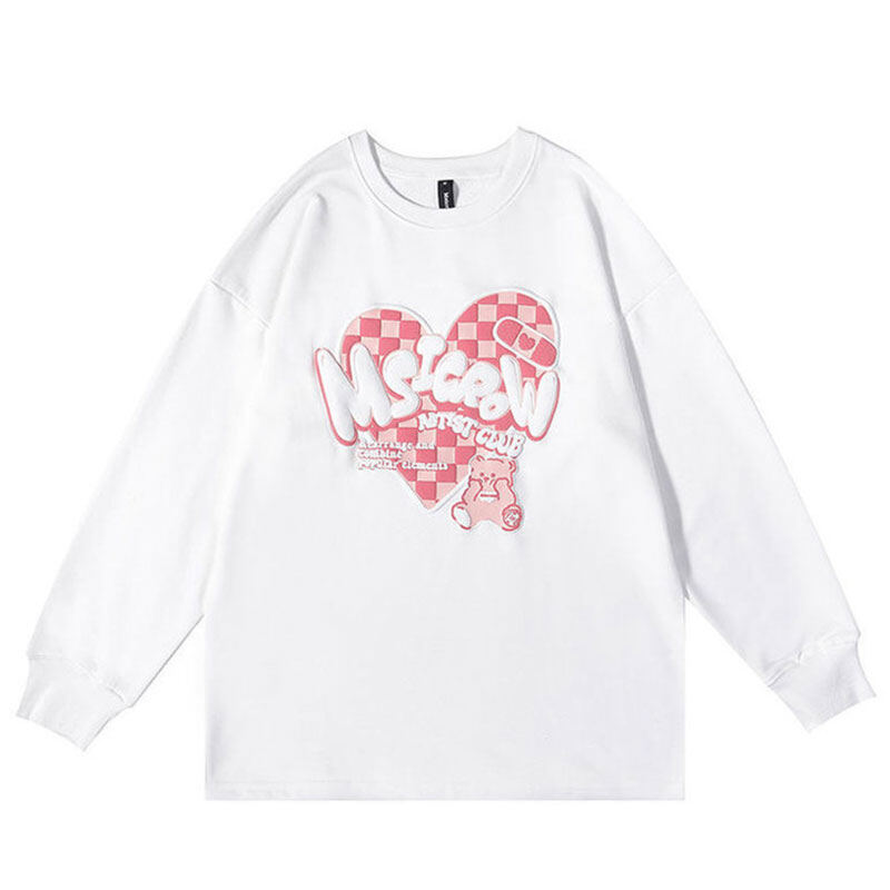 XIYUYI sweater for women graffiti heart plus velvet long-sleeved top couple wear