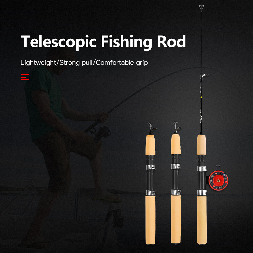 Zacro 60/80CM Telescopic Ice Fishing Rod Portable Carbon Fiber River Shrimp  Carp Fishing Pole Mini Winter Casting Rod Tackle Pesca