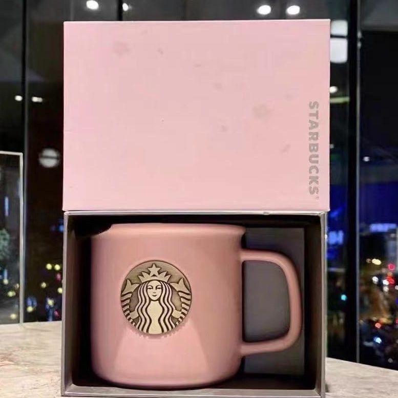 Startbuck Official Store Starbuck Mug Starbuck Pink Covered Spoon Large Capacity Girls' Coffee Cup Simple Breakfast Mug Ceramic Couple Cup