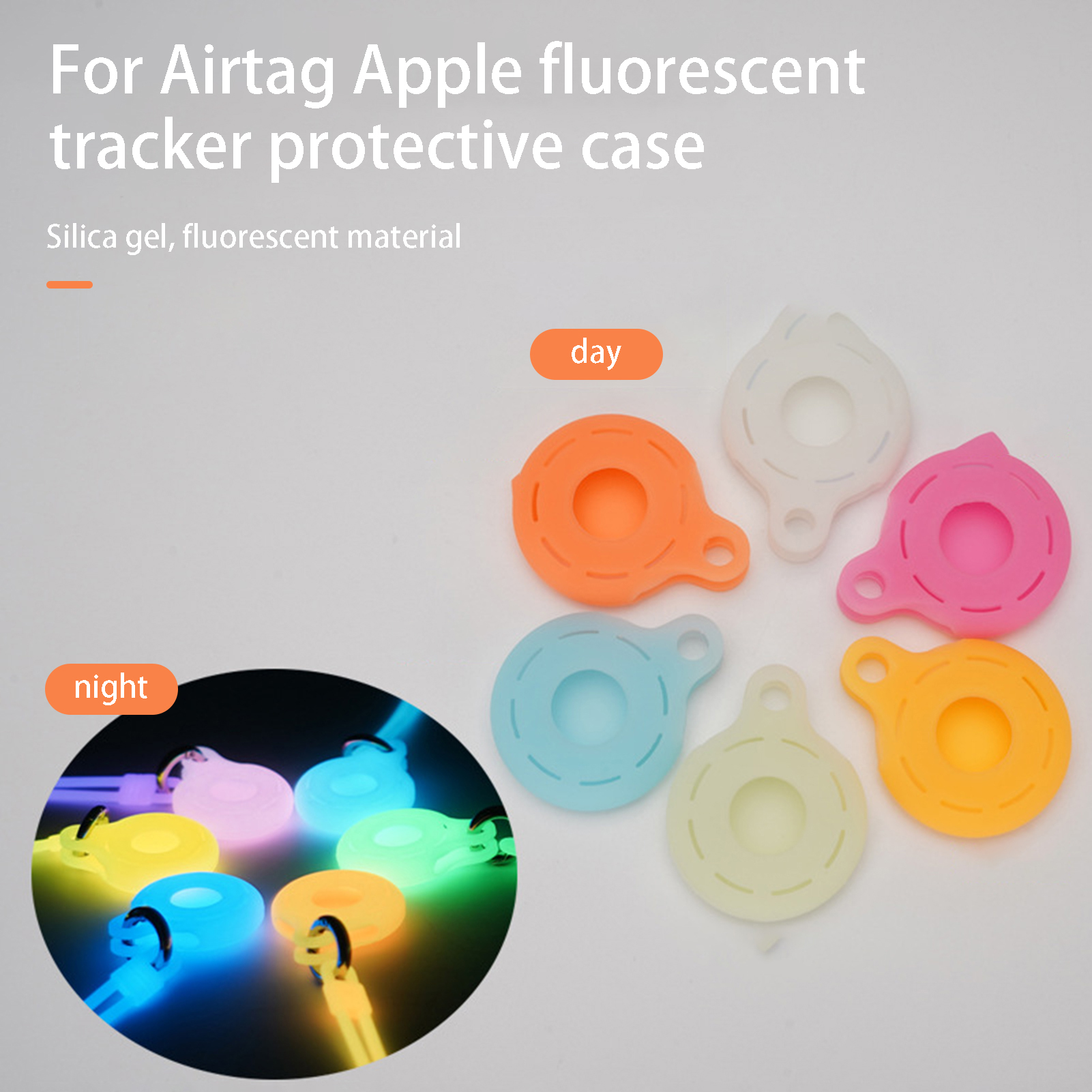 Tracker Protective Cover Luminous Anti-scratch Shockproof Dustproof Wear-resistant Secure Holder Soft Silicone Locator Protector Case with Lanyard for Airtag Locator Protective Cover