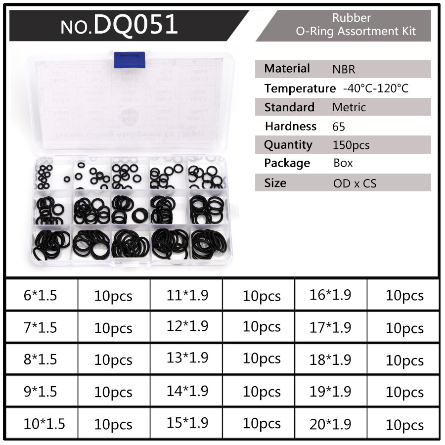Soft Round Oring Black 15 Sizes Thickness 1.5mm 1.9mm 2.4mm 3.1mm Rubber Seal Durable Gasket With Plastic Box Kit