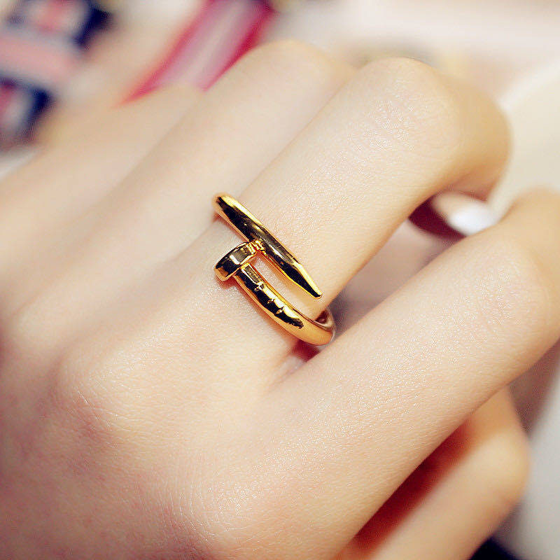 Fashion Finger Ring Gold Silver Color Simple Open Nail Ring Adjustable Couple Screw Jewelry Personality Jewelry