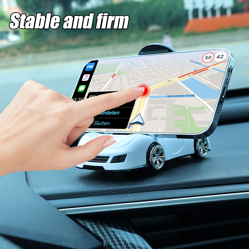 Car 360° Rotation Cell Phone Mount Mobile Phone Bracket Multifunction Racing Model Bracket Car Dashboard Ornaments