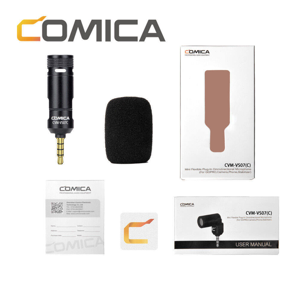 Comica CVM-VS07 Mini Microphone micrô điện dung cho ghi âm Mini Microphone cho điện thoại vlog cho điện thoại thông minh, máy tính bảng, máy ảnh, GoPro 7/8, máy tính xách tay và hệ thống Micro không dây