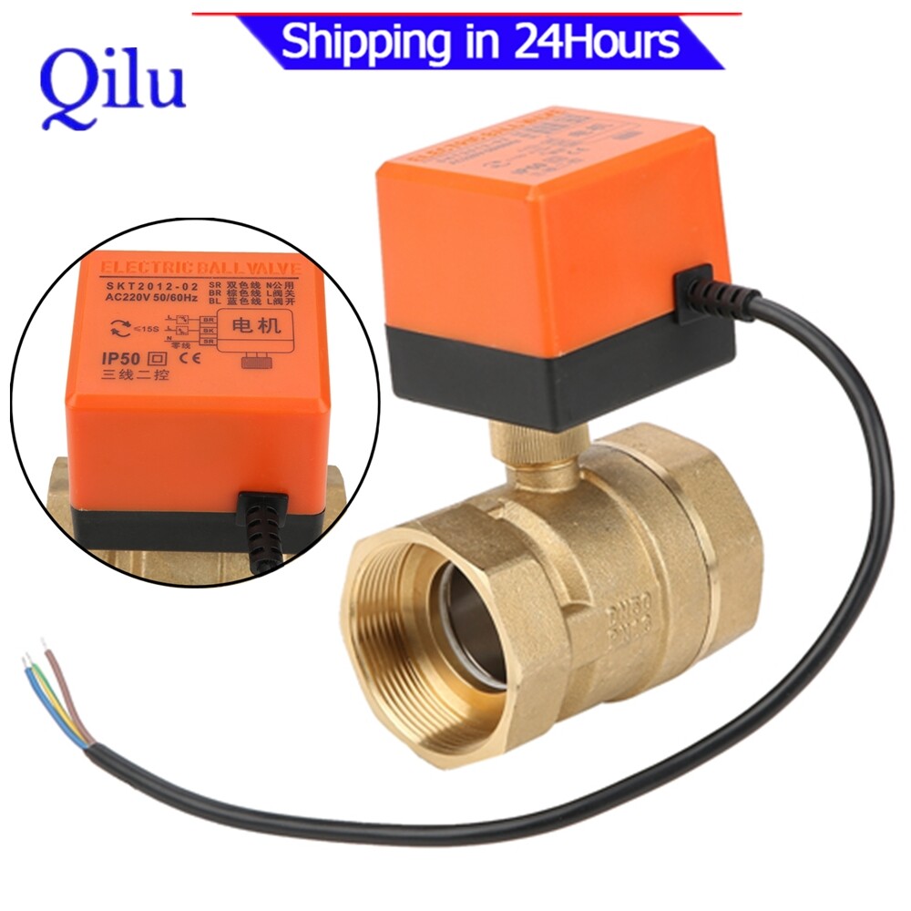 AC 220V G2 DN50 2-Way 3-Wire 2-Point Control Brass Electrical Motorized Ball Valve