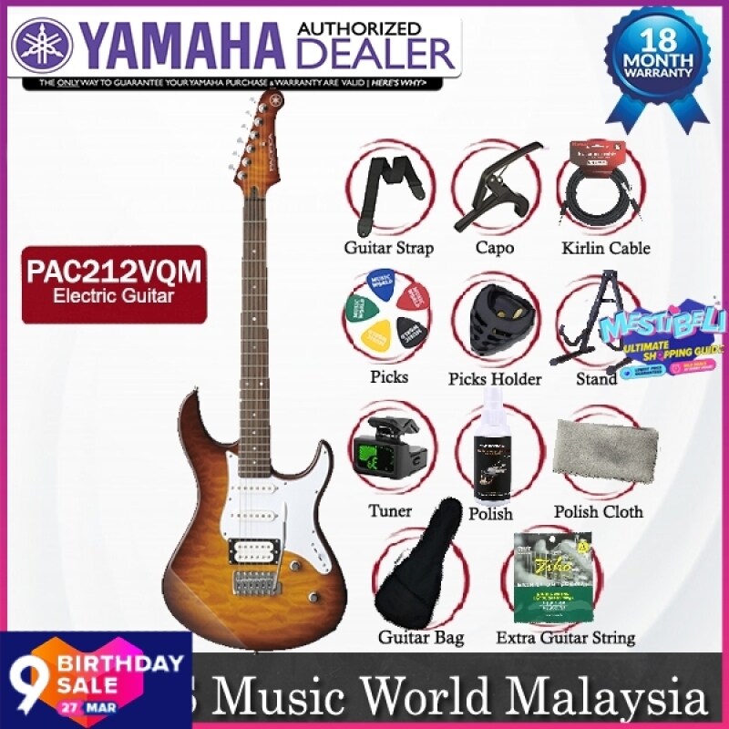 Yamaha PAC212VQM Alder Maple HSS Electric Guitar Sunburst (PAC 212VQM) Malaysia