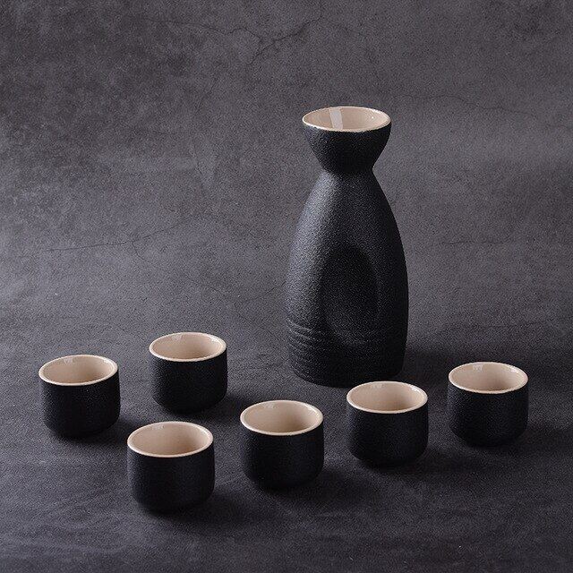 1 Wine Pot 6 Cup Wine Set Vintage Ceramic 25ml-250ml Sake Jug Glasses Household Spirits Rice Wine Wine