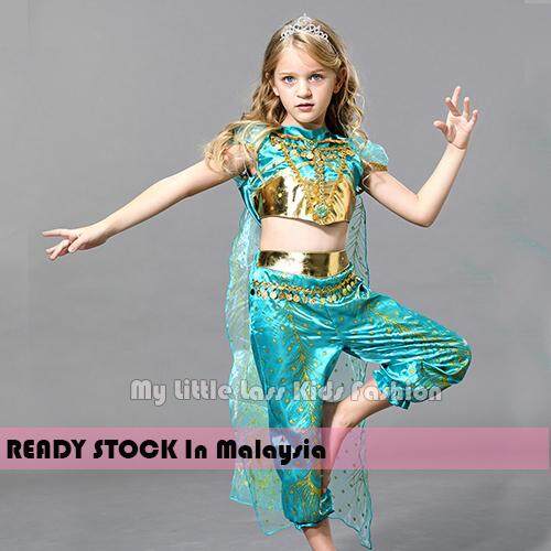 Classical Fantasy Princess Costume Aladdin Jasmine Dance Suit for Kids
