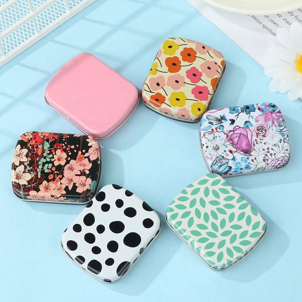 Mini Metal Hinged Tin Box with Lid Rectangular Container Portable Small Storage Container Kit Candy Pill Cases for Home Organizer