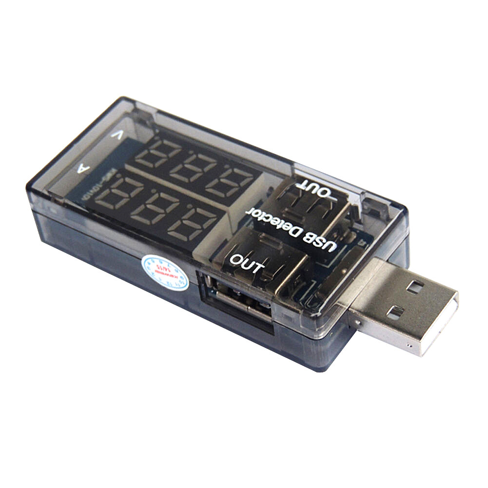 Aideepen Chính Hãng 1/2 Chiếc Máy Dò USB Máy Đo Điện Áp Dòng Điện Máy Đo Vôn Kế Kỹ Thuật Số Hiển Thị Hai Hàng LED Màu Đỏ + Xanh Dương Ampe Kế Sạc Doctor Màu Đen